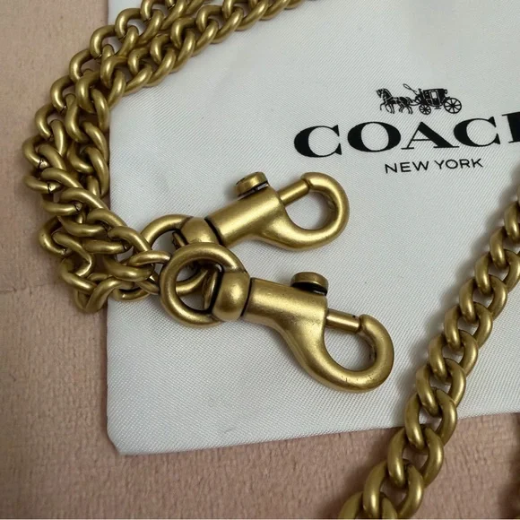 Coach Brass Gold Skinny Chain Crossbody Strap - Picture 3 of 5